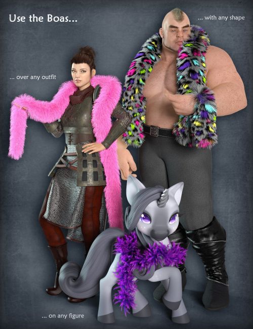 Daz Studio 3D Dforce Fur and Feather Boas for Genesis 8 Female(s) Model