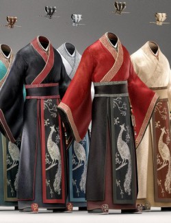 Peacock Hanfu Outfit Textures