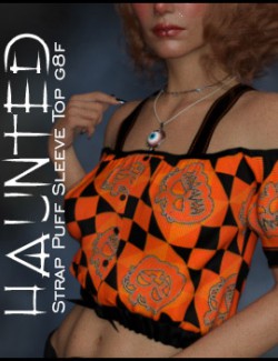 Haunted Strap Puff Sleeve Top G8F