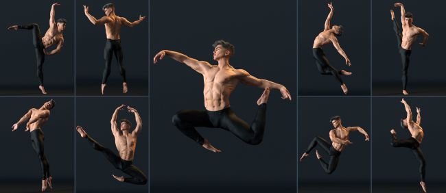Male dancer in dynamic, modern dance poses and body movement in the photo  studio Stock Photo - Alamy