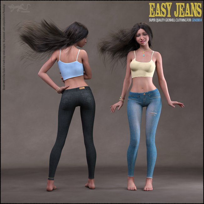 Easy Jeans for Genesis 8  3d Models for Daz Studio and Poser