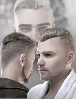 Beau Fade Flip Hair, Beard and Eyebrows for Genesis 8 and 8.1 Males