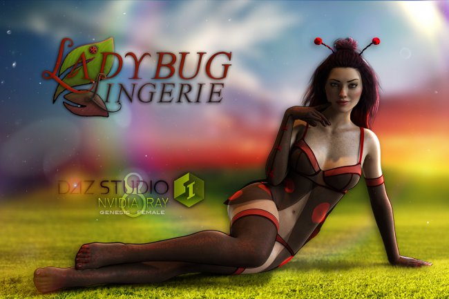 Ladybug Lingerie for Genesis 8 Female 3d Models for Daz Studio