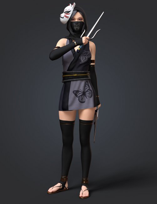 dForce Anime Ninja Outfit for Genesis 8 Female(s)