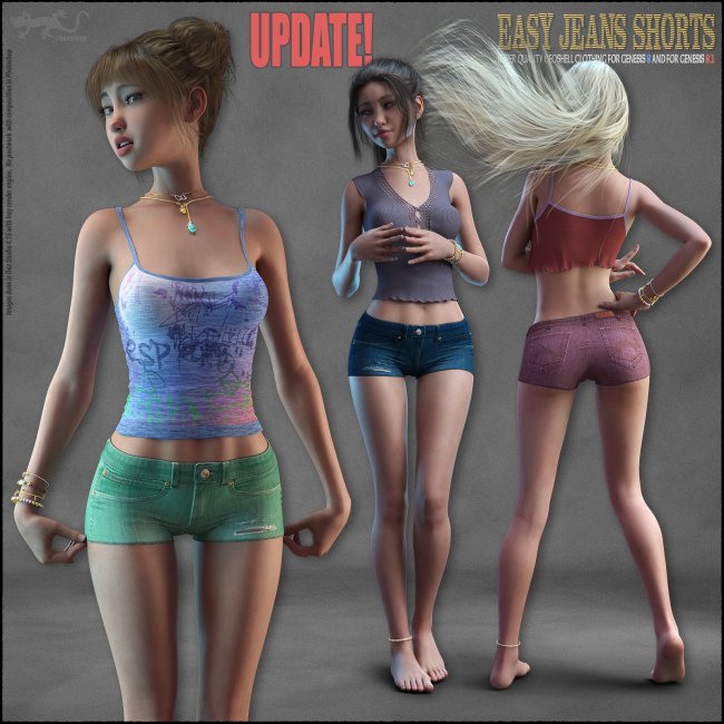 Easy Cropped Jeans for Genesis 8 and 8.1 3D Figure Assets