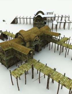 Halfling Village Dock for Poser