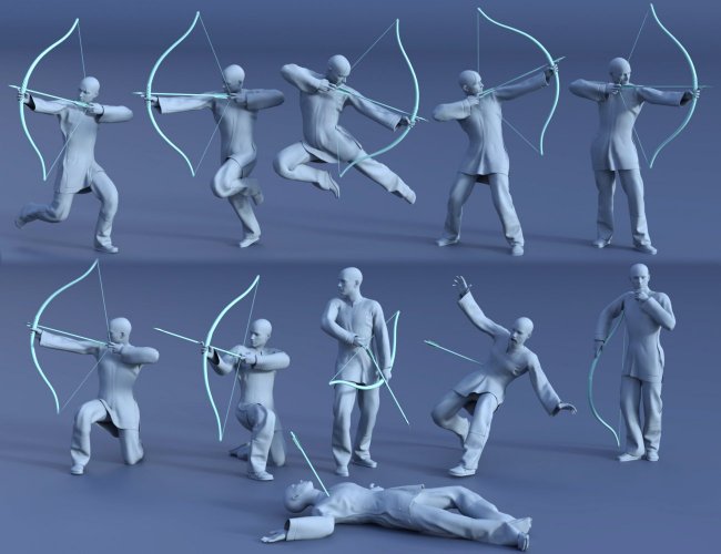 Really Cool Bow and Arrow Poses for Genesis 8.1 Male 0.