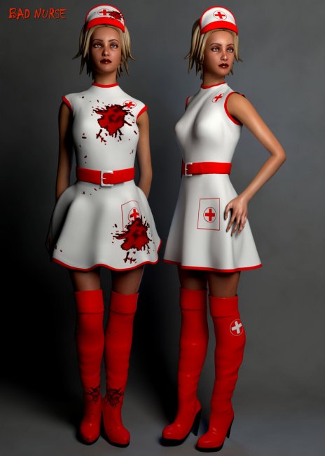 Femmu - Nurse Lingerie Set: Mini Dress + Thong + Headband