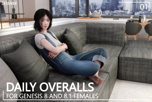 Click here to see preview images for "Daily Overalls For Genesis 8 and 8.1 Female" Daily Overalls For Genesis 8 and 8.1 Female