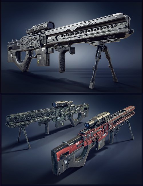 Cyberpunk Droid Sniper Rifle | 3d Models For Daz Studio And Poser