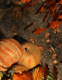 Tileable Fall Leaves Ground and Prop Set for Daz Studio Iray