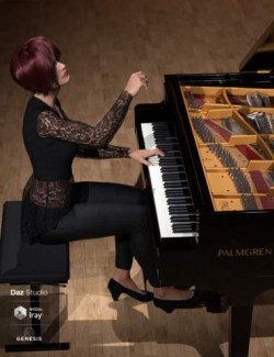 HD Grand Piano and Poses for Genesis 3 and 8