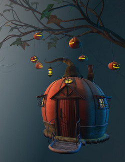 Autumn branch for Daz Studio