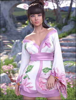 dForce Petite Style Dress and Scarf Set for Genesis 8 Females