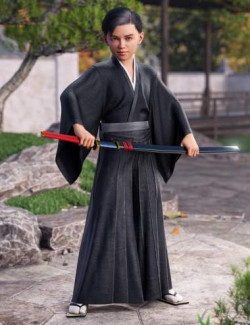 dForce Hakama and Kimono Outfit for Genesis 8.1 Male