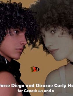 Dforce Diego & Disarae Curly Hair For Genesis 8.1 & 8