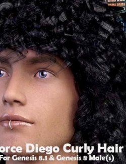 Dforce Diego Curly Hair For Genesis 8.1 & 8 Male