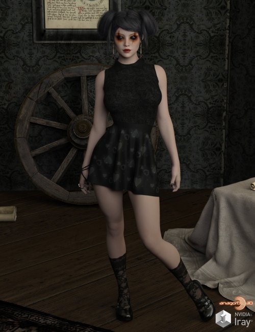 Gothic Female Outfit 3D model