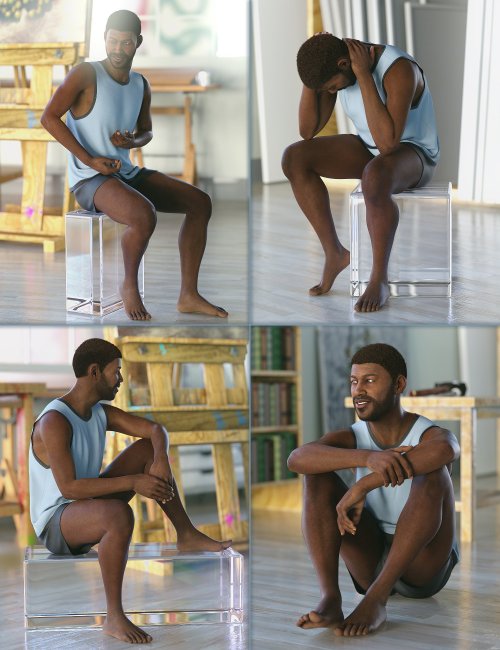 4 seated model poses for gene