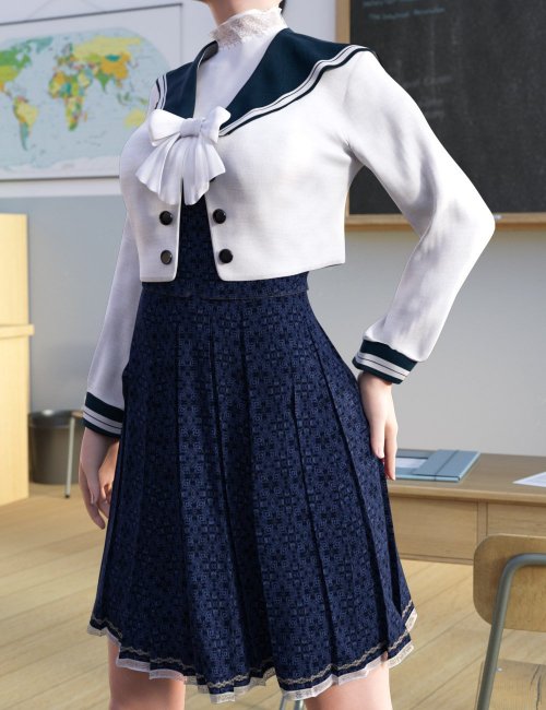 dForce Elegant School Uniform for Genesis 8 Females | 3d Models for Daz ...