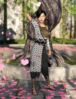 dForce Wandering Samurai Outfit for Genesis 8 and Genesis 8.1 Females