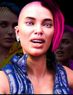 M3D CyberPunk Hair, Eye and Earrings for Genesis 8 and 8.1 Females