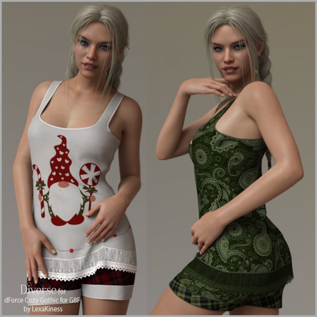 Click here to see preview images for "Diverse for dForce Cozy Gothic for G8F" Diverse for dForce Cozy Gothic for G8F