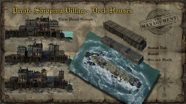 Pirate Shipping Village - Dock Houses | 3d Models for Daz Studio and Poser