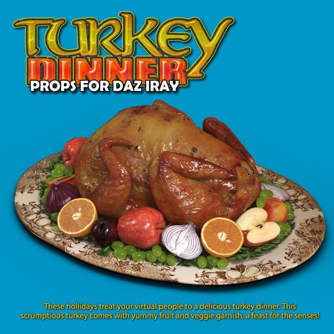 Click here to see preview images for "Exnem Turkey Dinner Props for Daz Studio Iray" Exnem Turkey Dinner Props for Daz Studio Iray