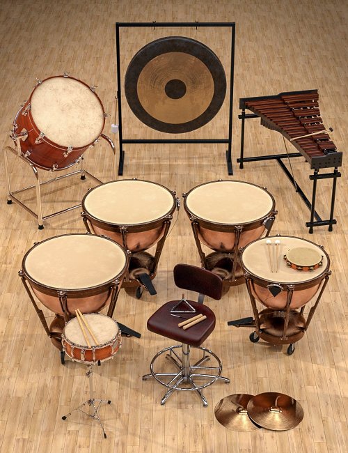 Orchestral percussion store instruments are