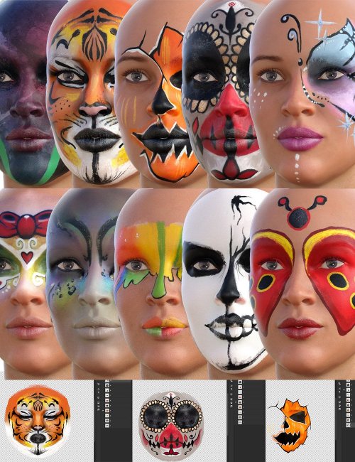 Overlay Face Paintings Merchant Resources for Genesis 8 | 3d Models for ...