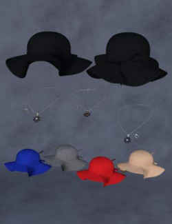 Hepburn Style Hat and Jewelry for Genesis 8 and 8.1 Females