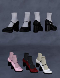 Hepburn Style Socks and Shoes for Genesis 8 and 8.1 Females