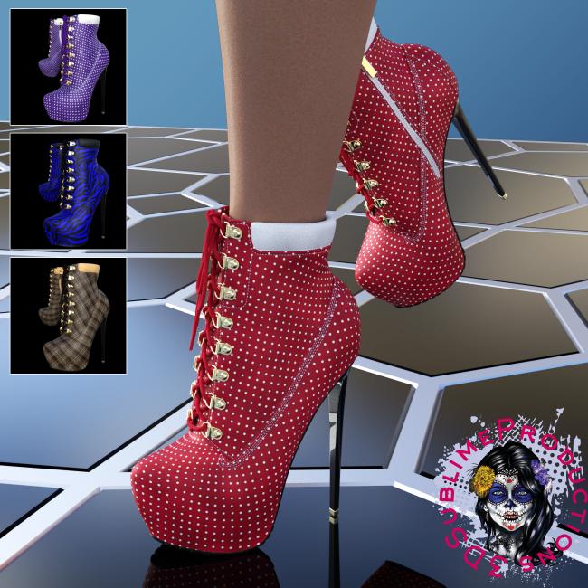 Sublime Fashion Oxford High Heels Set 02 3D Figure Assets  3DSublimeProductions