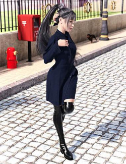 dForce Winter Coat Dress Outfit for Genesis 8 Females