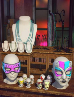 Fun Mardi Gras Mix and Match Masks and Beads for Genesis 8 and 8.1