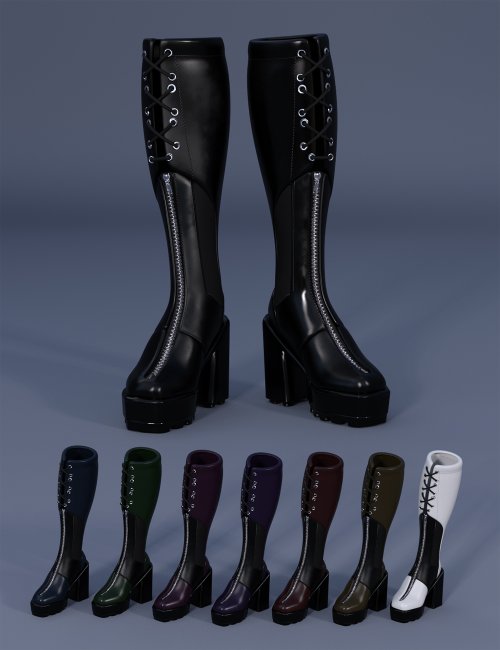 Gothic Style Outfit V2 Boots for Genesis 8 and 8.1 Females | 3d Models ...