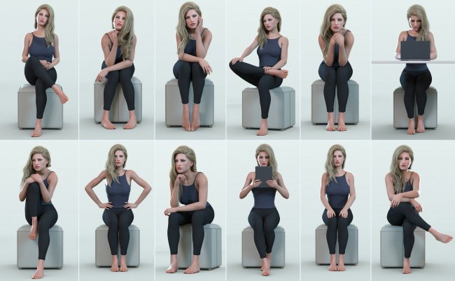 Cartoon Young Woman Casual Clothes Sitting Pose 3D Model $119 - .3ds .blend  .c4d .fbx .ma .obj .max - Free3D