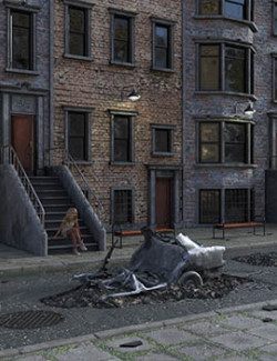 Abandoned urban alley for DAZ and Poser