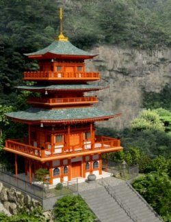 Pagoda and Nachi Falls For DAZ