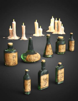 The Alchemist Workshop Props- Candles and Vials