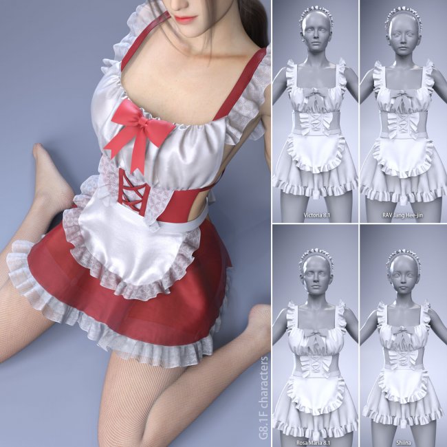 dForce Maid Dress and pose for Genesis 8 and 
