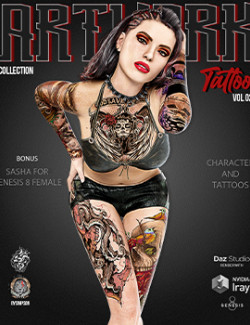 Artwork Tattoo Collection Vol 02 and Sasha for Genesis 8 Female