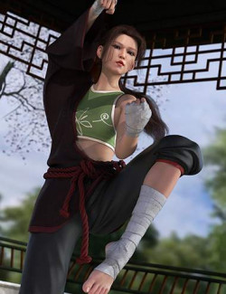 dForce KungFu Fury Outfit for Genesis 8 and 8.1 Females