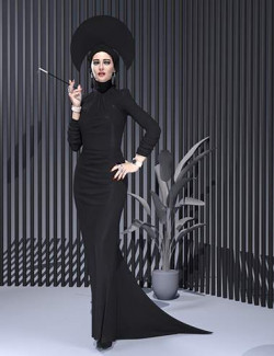 dForce Black Long Dress Outfit for Genesis 8.1 Female Bundle