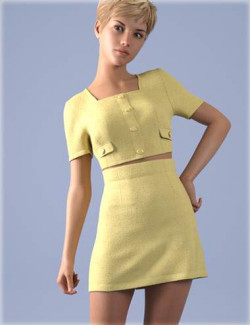 dForce HnC Tweed Mini Jacket Outfit for Genesis 8 and 8.1 Females