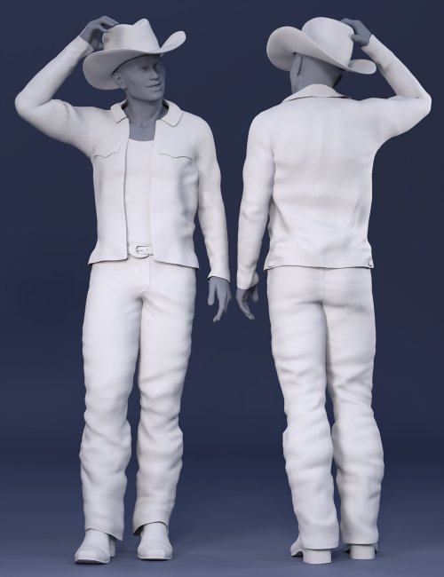 Modern Cowboy Outfit for Genesis 8 and  Males