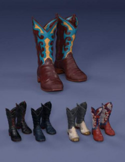 Modern Cowboy Boots for Genesis 8 and 8.1 Males