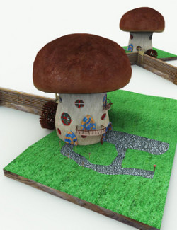 Gnome Village Watermill for Poser