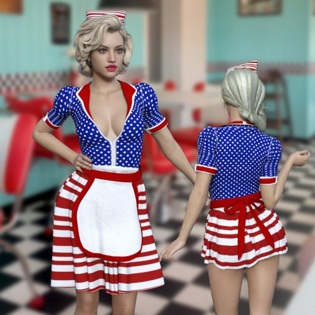 Classic Diner Waitress Outfit G8F-G8.1F